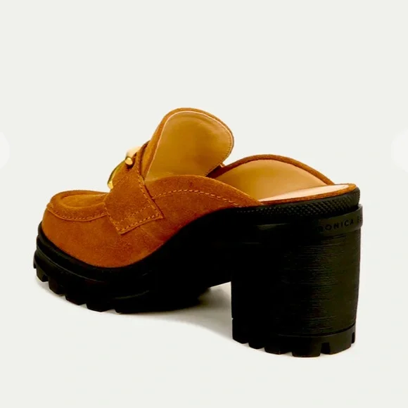 VERONICA BEARD WYNTER SUEDE LOAFER MULES IN HAZELWOOD SIZE US 8 1/2